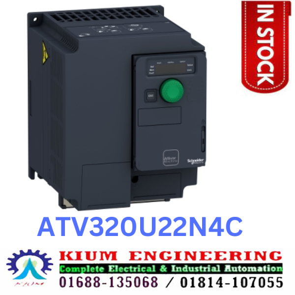 ATV320U22N4C Variable Speed Drive, 2.2 kW, 380-500V, from Schneider Electric, designed for precise motor control and energy efficiency in industrial applications